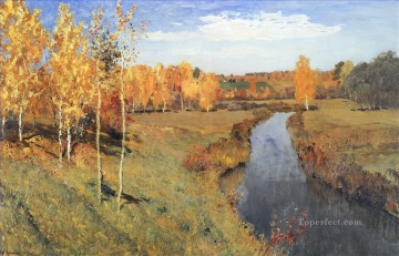 Brook River Stream Painting - levitan zolotaya osen Isaac Levitan brook landscape autumn